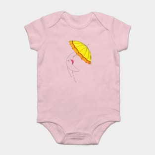 Umbrella Woman n2 by Natasha Kolton - hot pink bikini beach girl simple drawing Baby Bodysuit